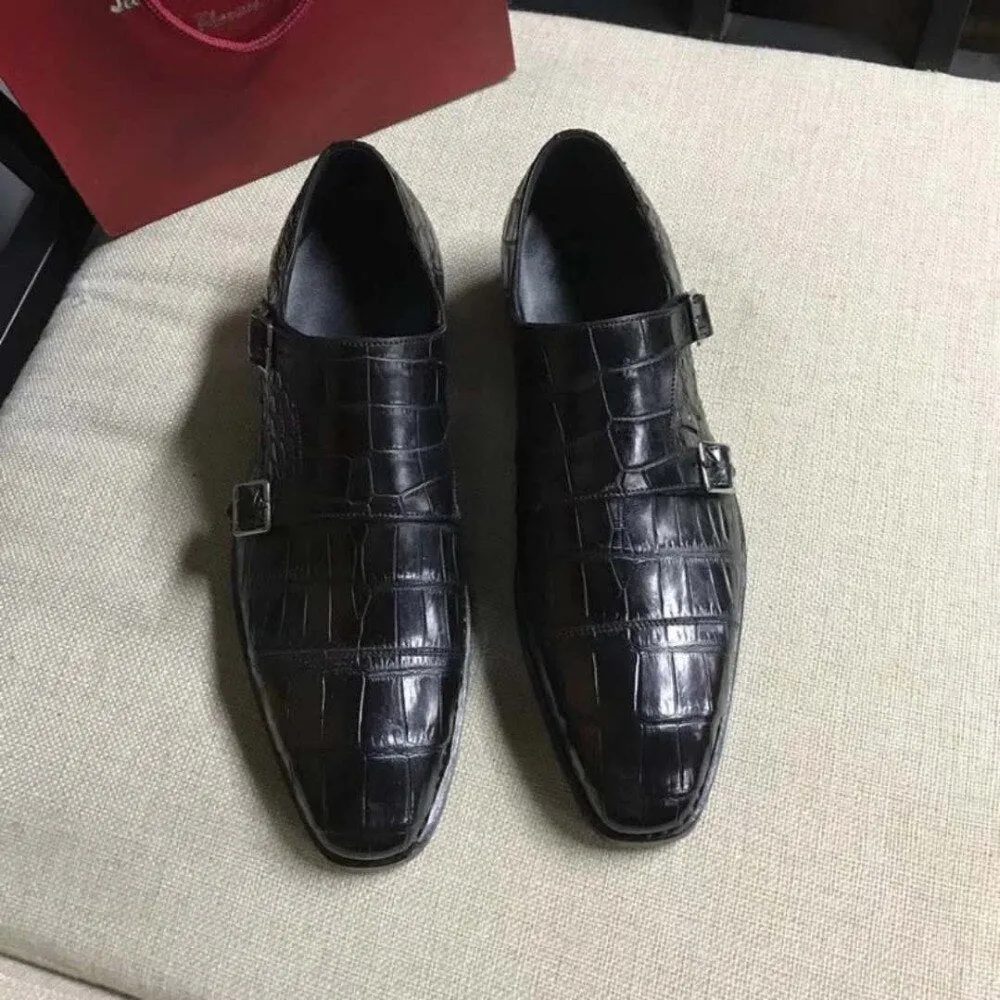 GENUINE CROCODILE MONK STRAP LACE UPS