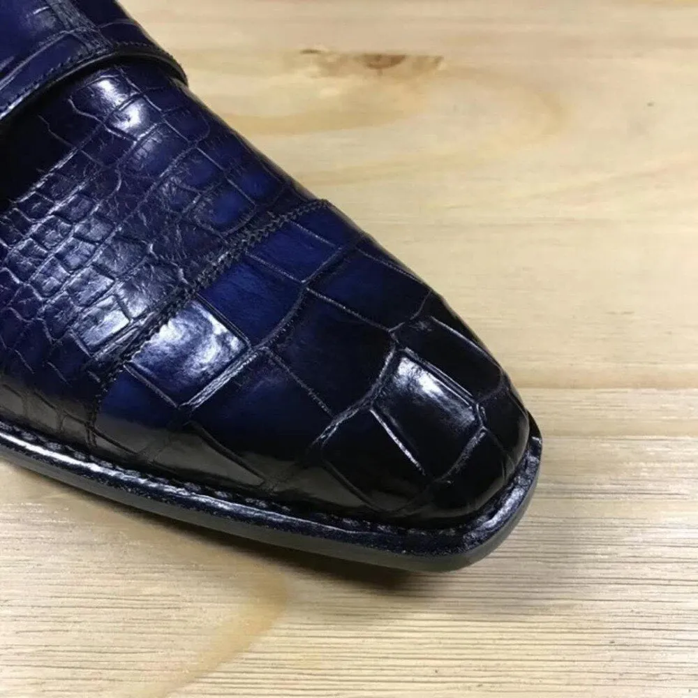 GENUINE CROCODILE MONK STRAP LACE UPS