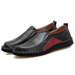 Genuine Handmade Leather Slip on Loafers black n Tan