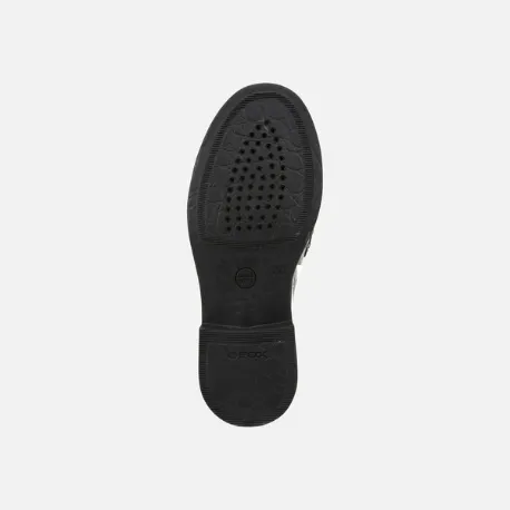 Geox Agata - Black Smooth Leather Loafer School Shoe