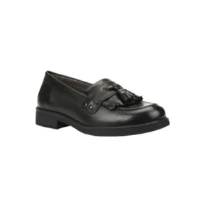 Geox Agata - Black Smooth Leather Loafer School Shoe