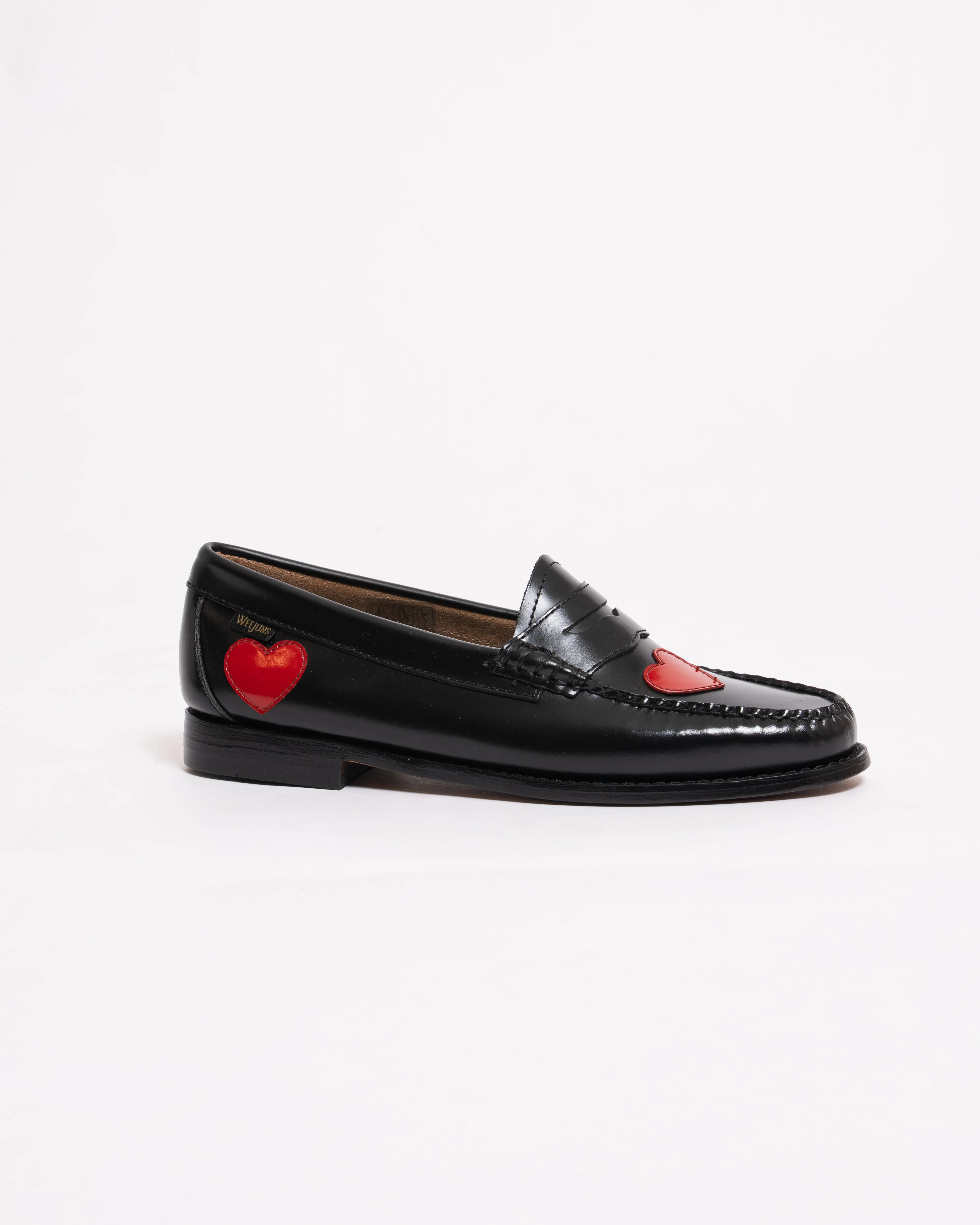 G.H. Bass WEEJUN Womens Penny Loafer Love Black Leather With Red