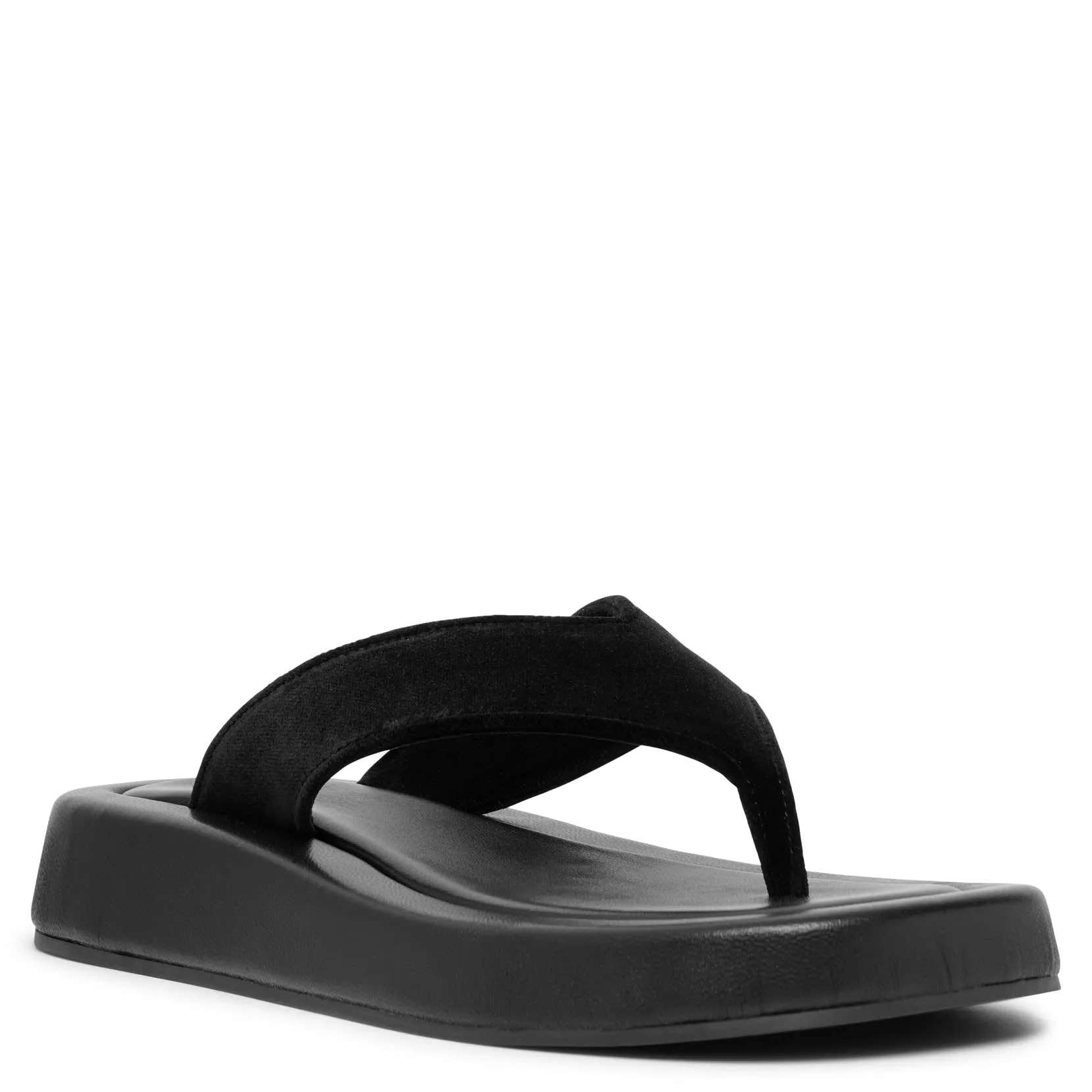 Ginza black velvet flip flops