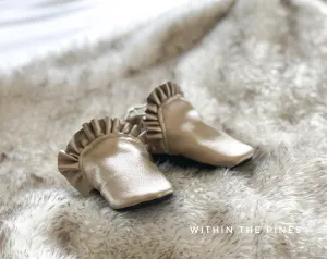 Gold Ruffle High Top Moccasins