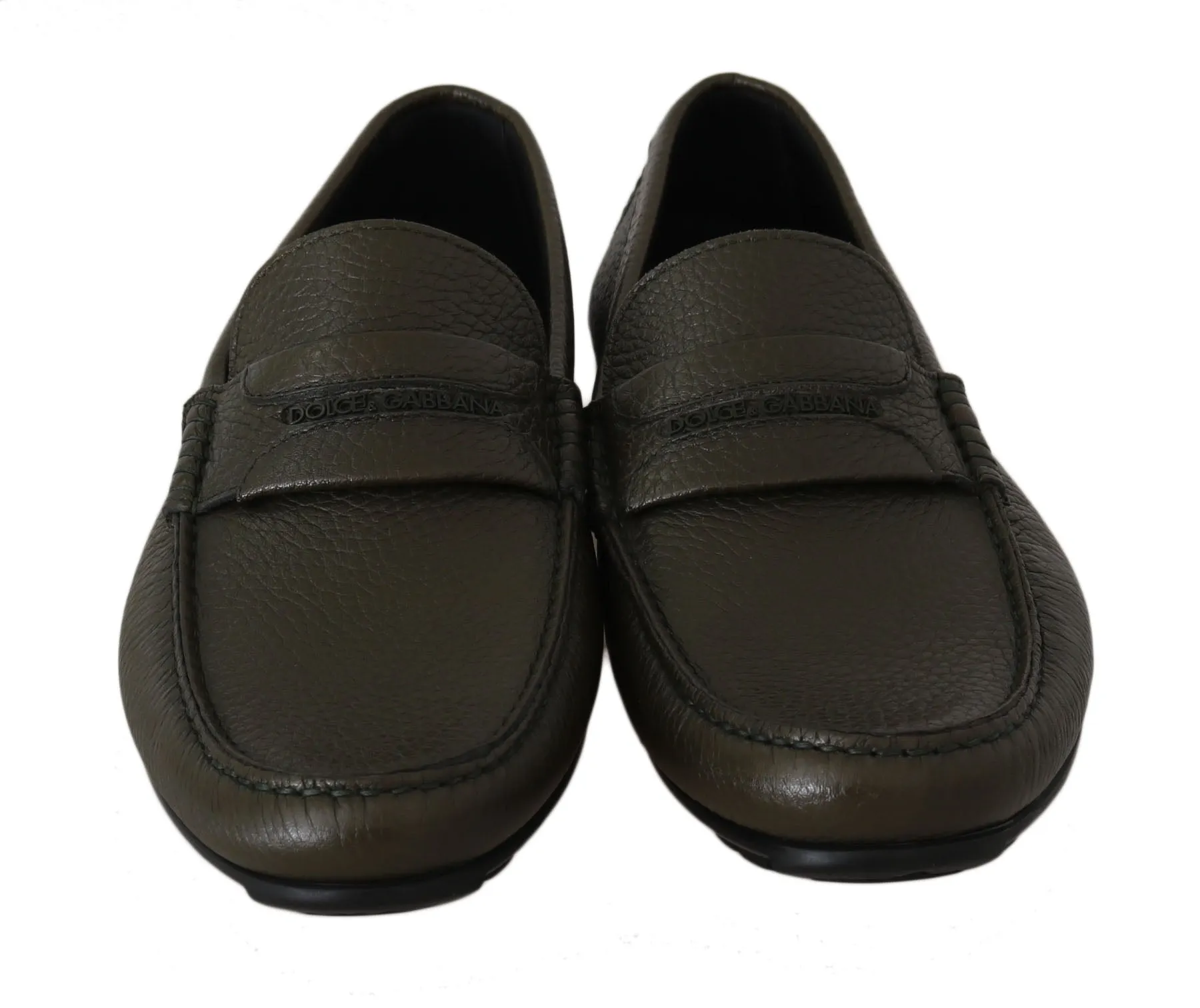 Green Leather Loafers Moccasins Slides Shoes