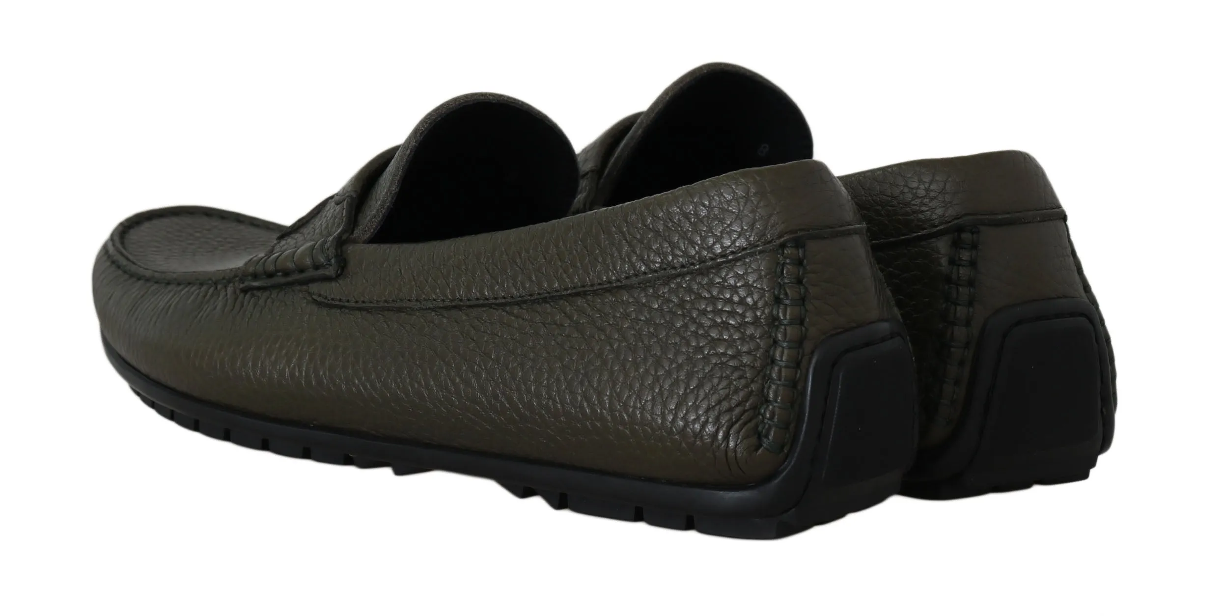 Green Leather Loafers Moccasins Slides Shoes