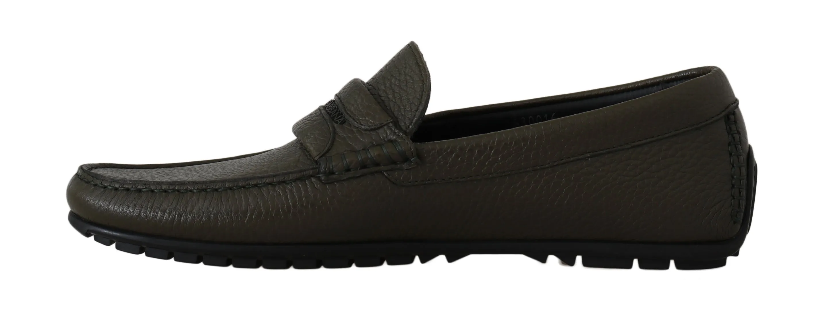 Green Leather Loafers Moccasins Slides Shoes