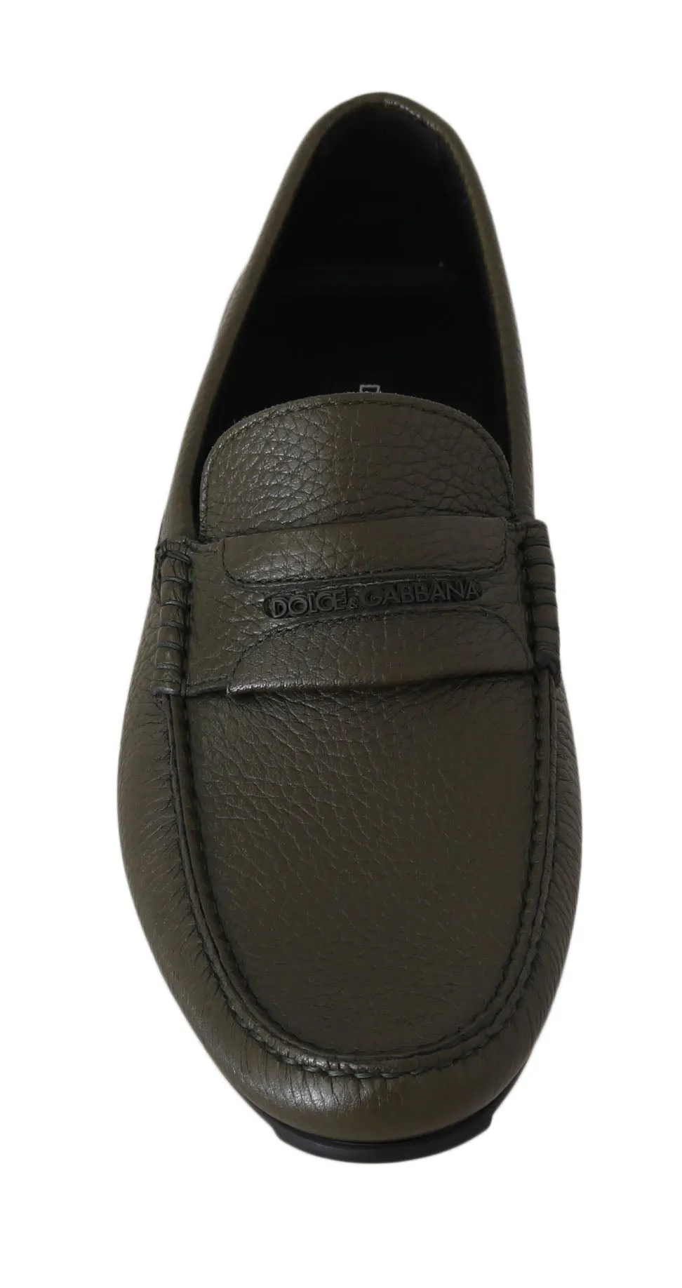 Green Leather Loafers Moccasins Slides Shoes
