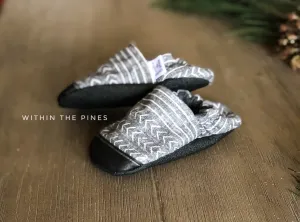 Grey Mudcloth Moccasins