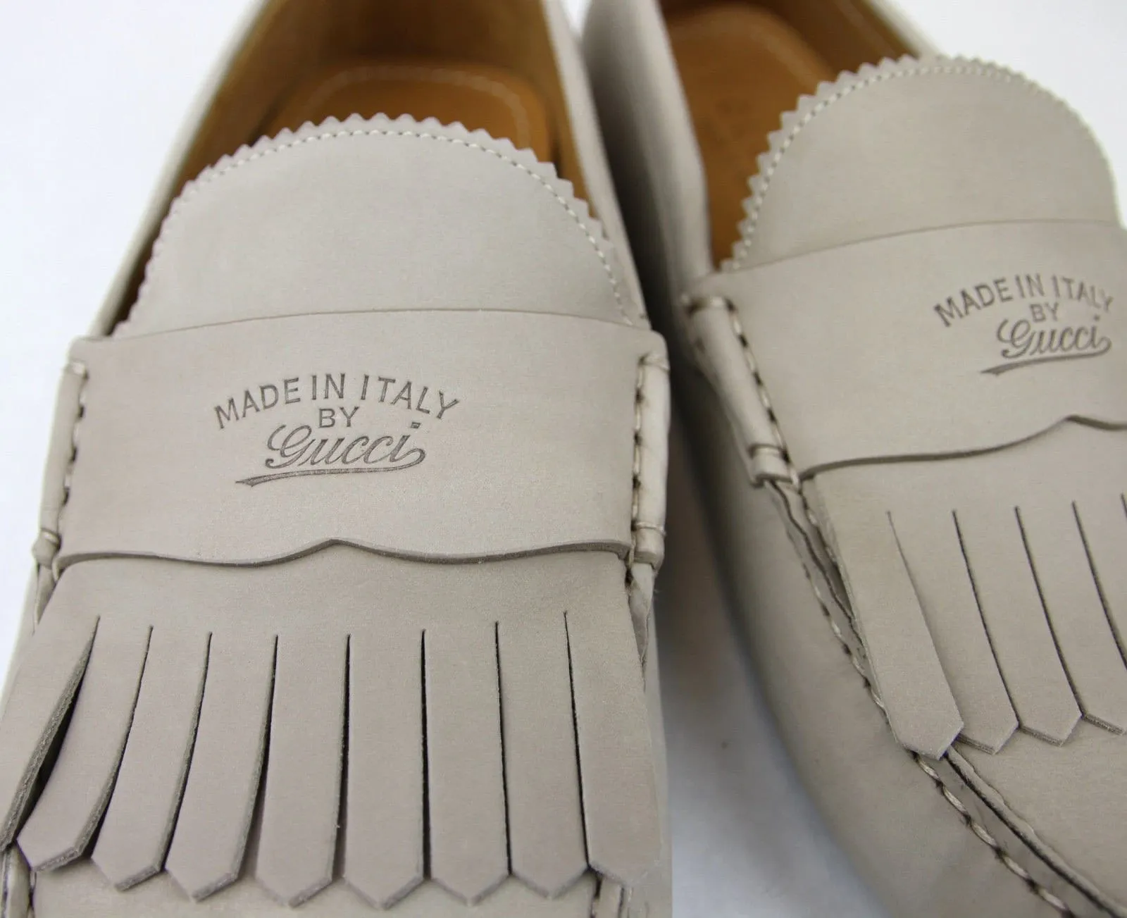 Gucci 337066 Men's Suede Driver Loafers Fringe Moccasins 9.5 G / US 10 - Final Call