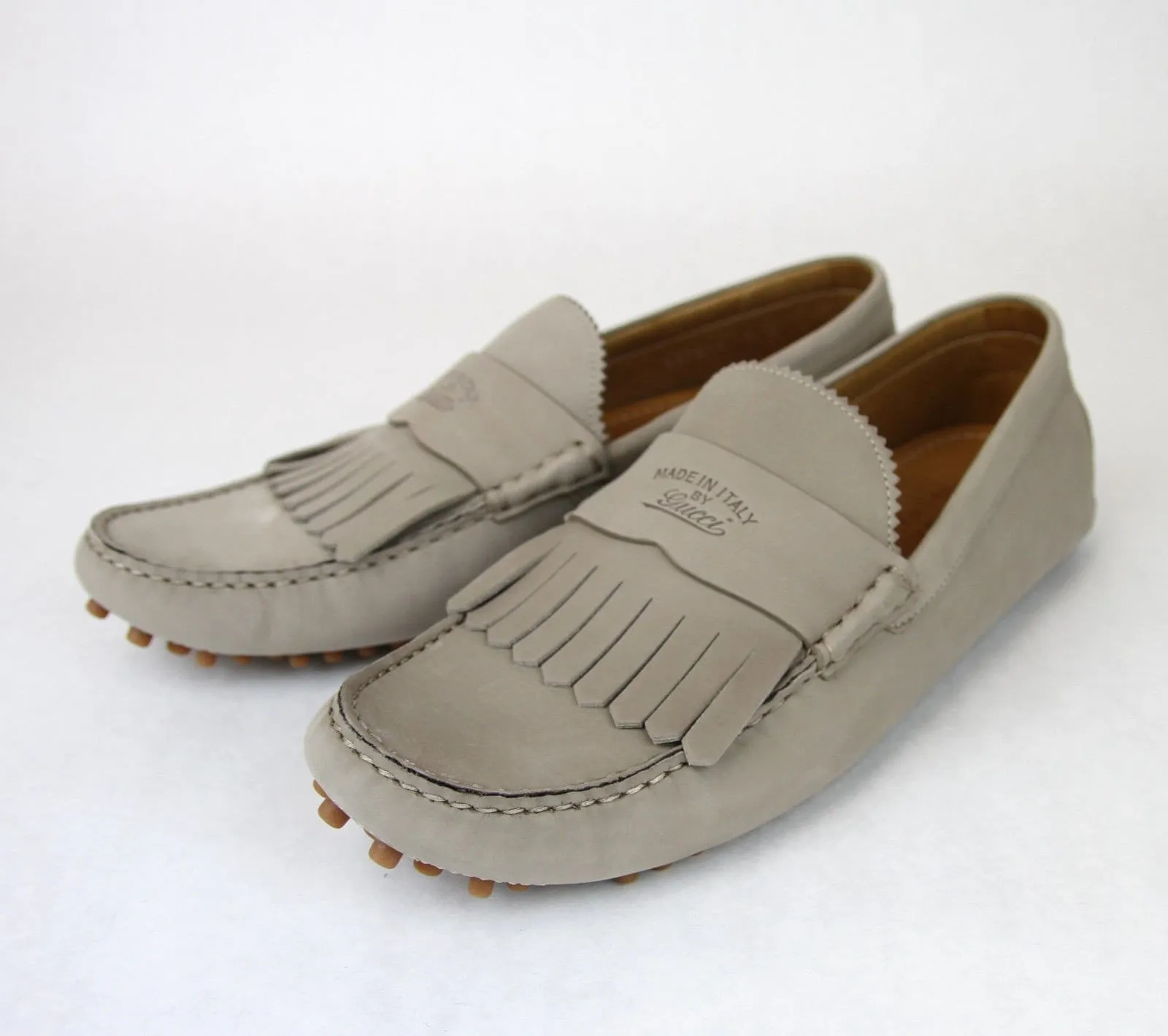 Gucci 337066 Men's Suede Driver Loafers Fringe Moccasins 9.5 G / US 10 - Final Call