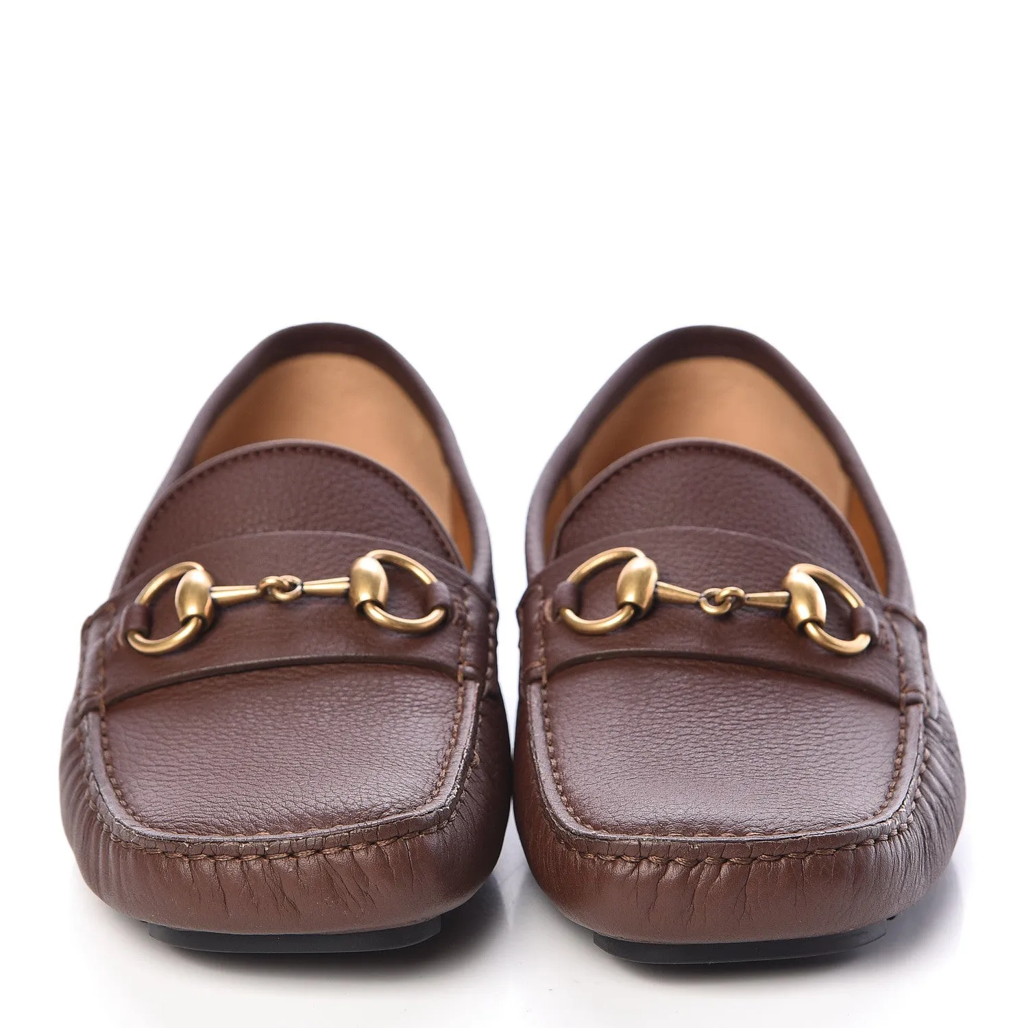 Gucci Calfskin Hebron Horse Bit Loafer Moccasins in Brown