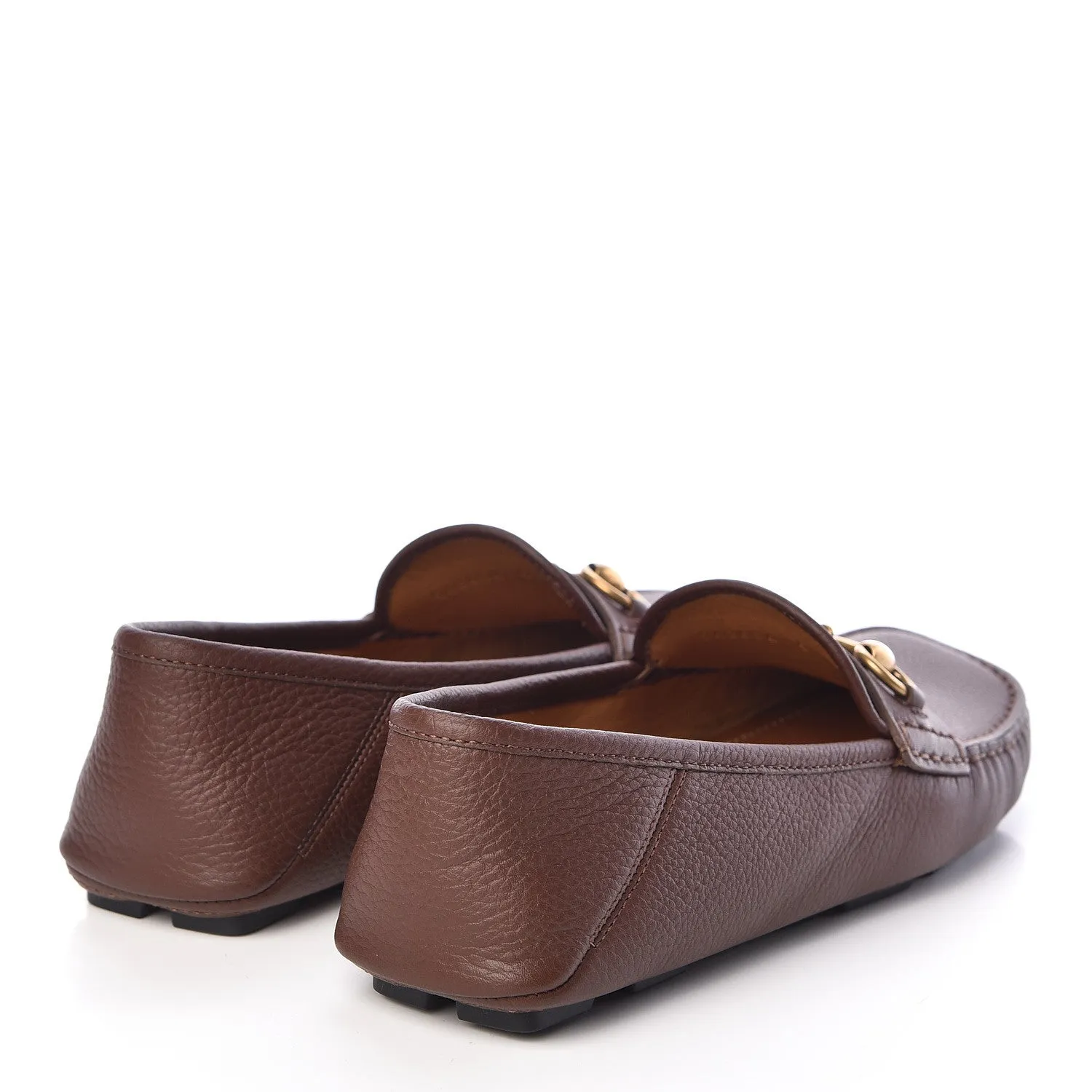 Gucci Calfskin Hebron Horse Bit Loafer Moccasins in Brown