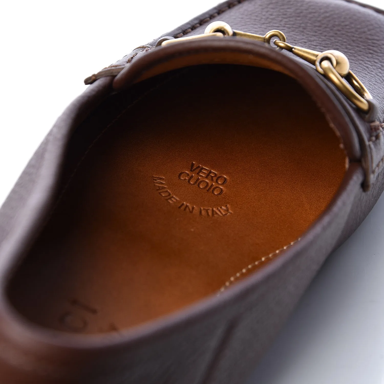 Gucci Calfskin Hebron Horse Bit Loafer Moccasins in Brown