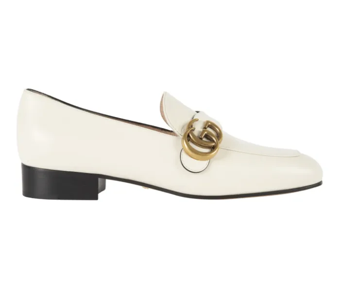 Gucci GG Leather Loafers in Mystic White