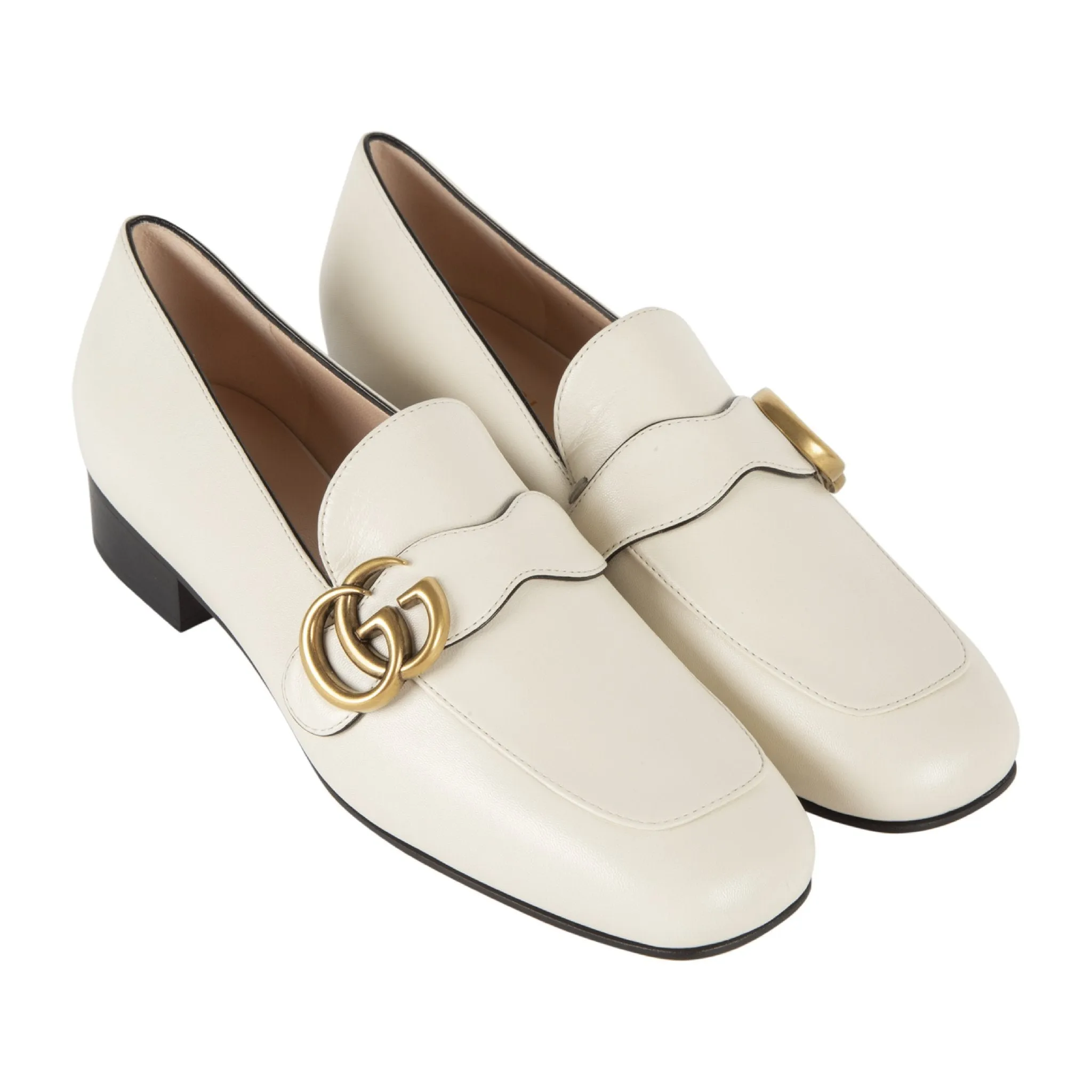 Gucci GG Leather Loafers in Mystic White