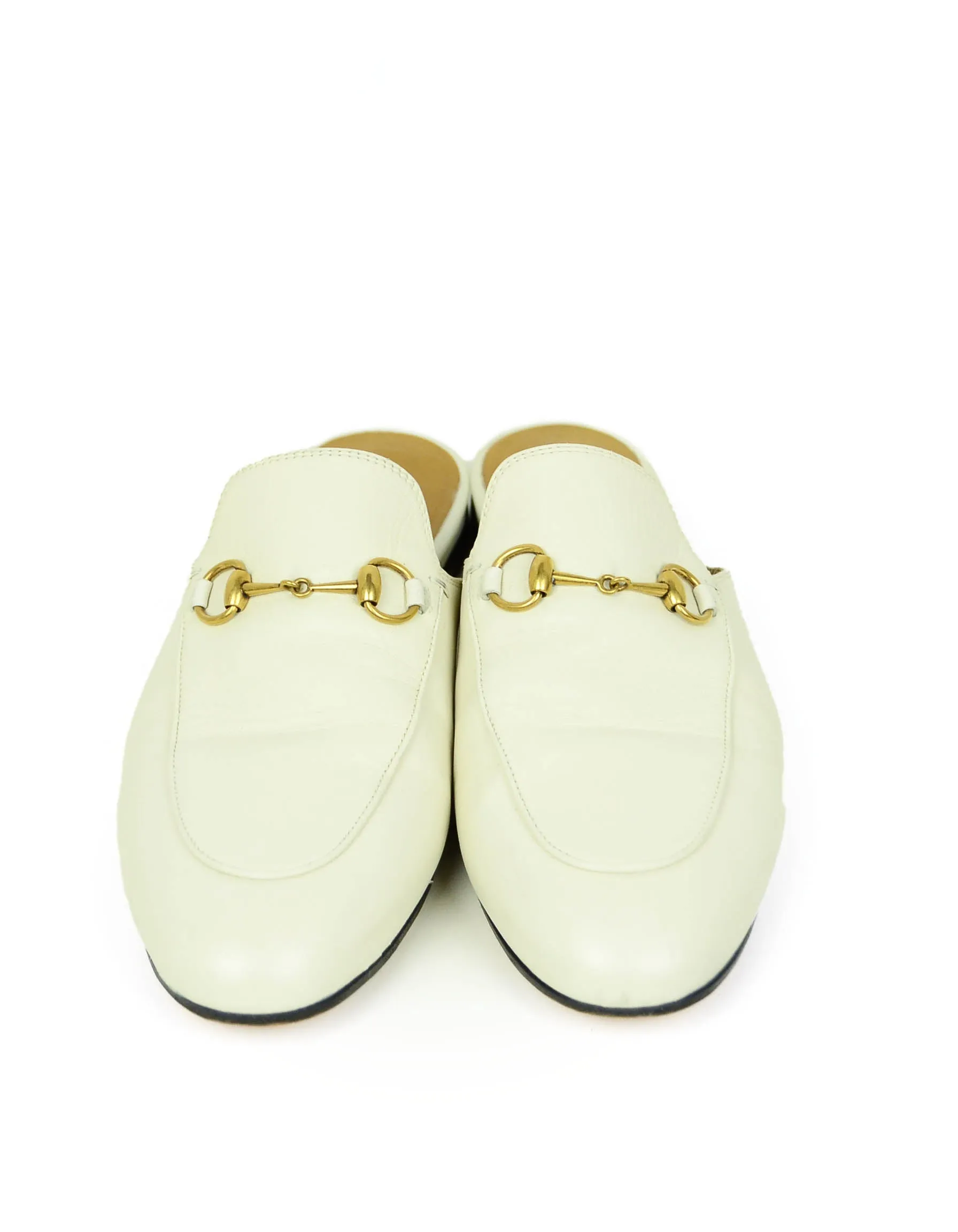 Gucci White Princetown Loafer Mules sz 39.5