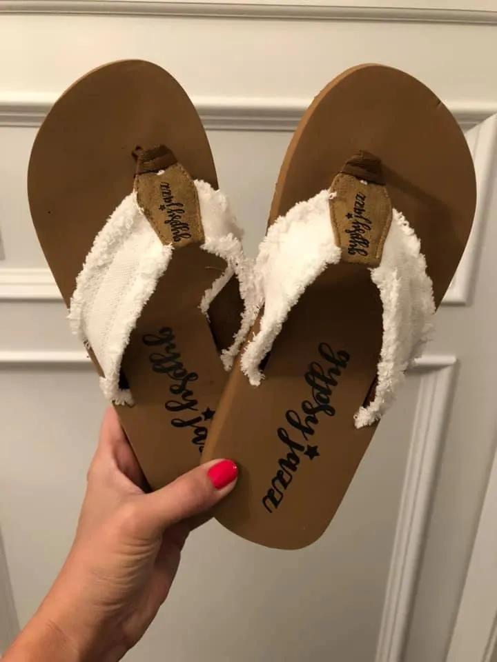 Gypsy Jazz Flip Flop Sandal - White - Restocked!!!