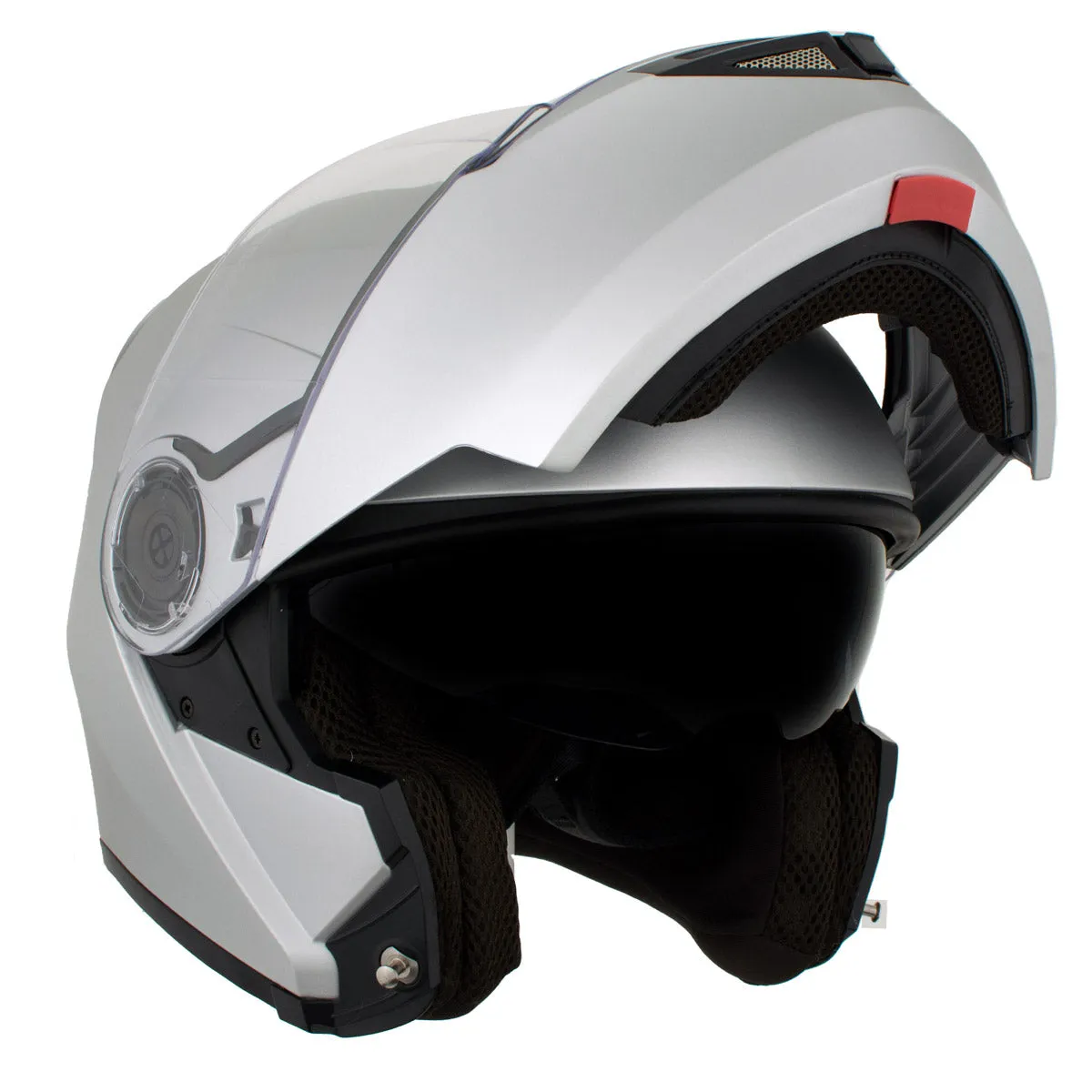 H7010 Flat Gray 'Mayday' Modular Motorcycle Helmet w/ Intercom - Built-in Speaker and Microphone for Men / Women