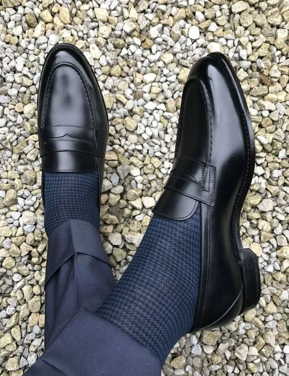 Handmade Black Leather Moccasins for Men, Elegant Loafers