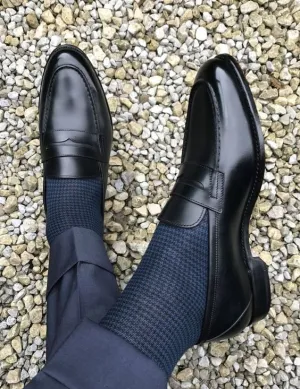 Handmade Black Leather Moccasins for Men, Elegant Loafers