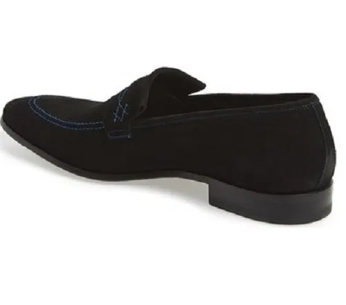 Handmade Black Suede Leather Moccasins for Men