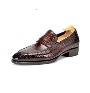 Handmade Brown Leather Slip-On Moccasins for Men