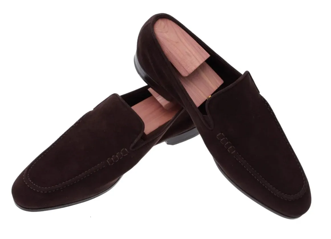 Handmade Brown Suede Moccasins for Men