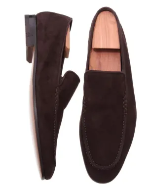 Handmade Brown Suede Moccasins for Men