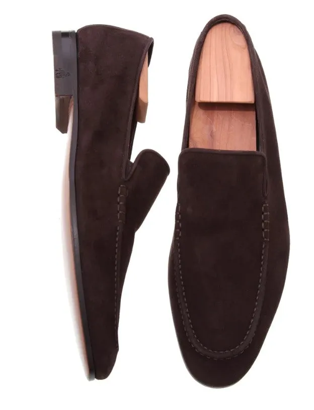 Handmade Brown Suede Moccasins for Men