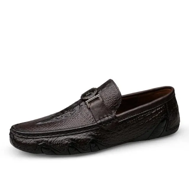 Handmade genuine leather slip-on moccasins