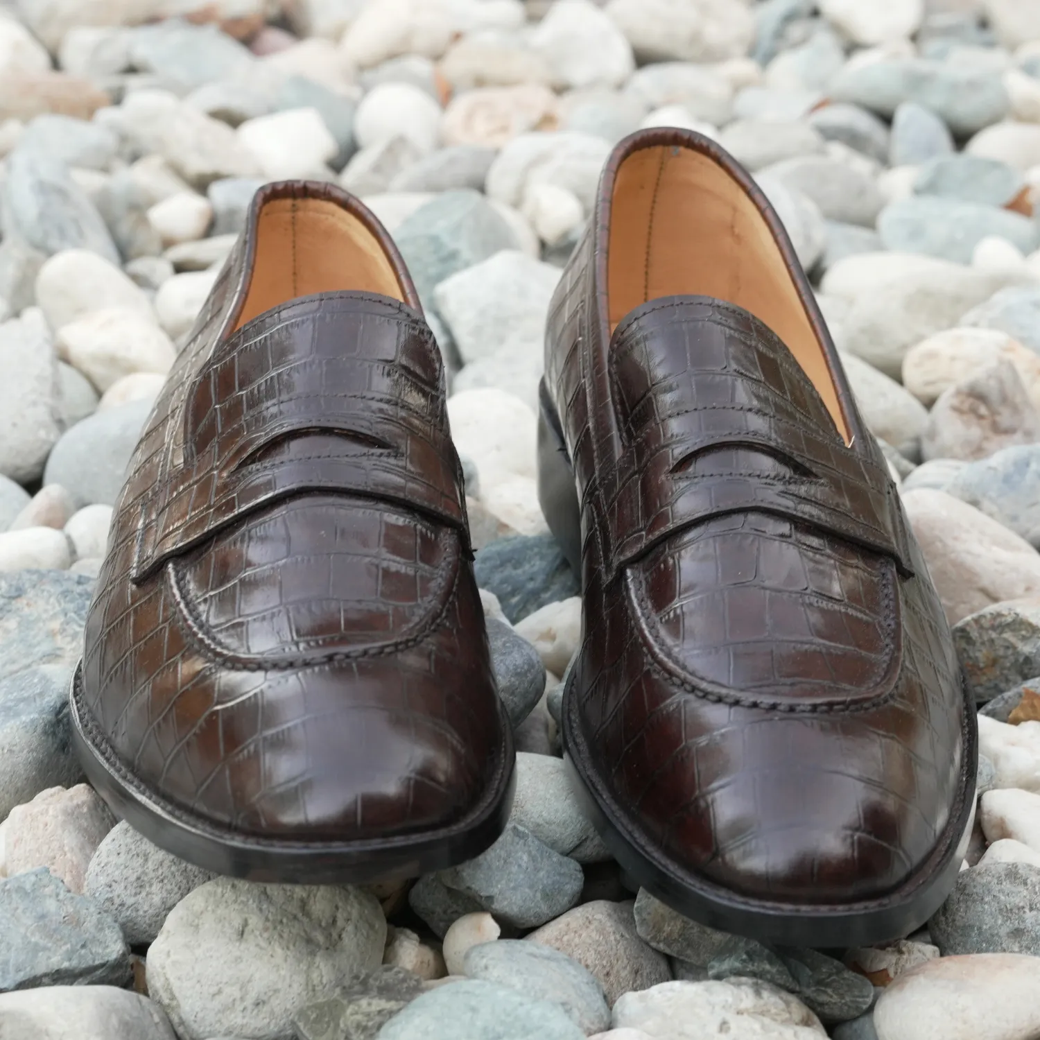 Handmade Moc-Toe Slip-On Loafers in Full-Grain Leather