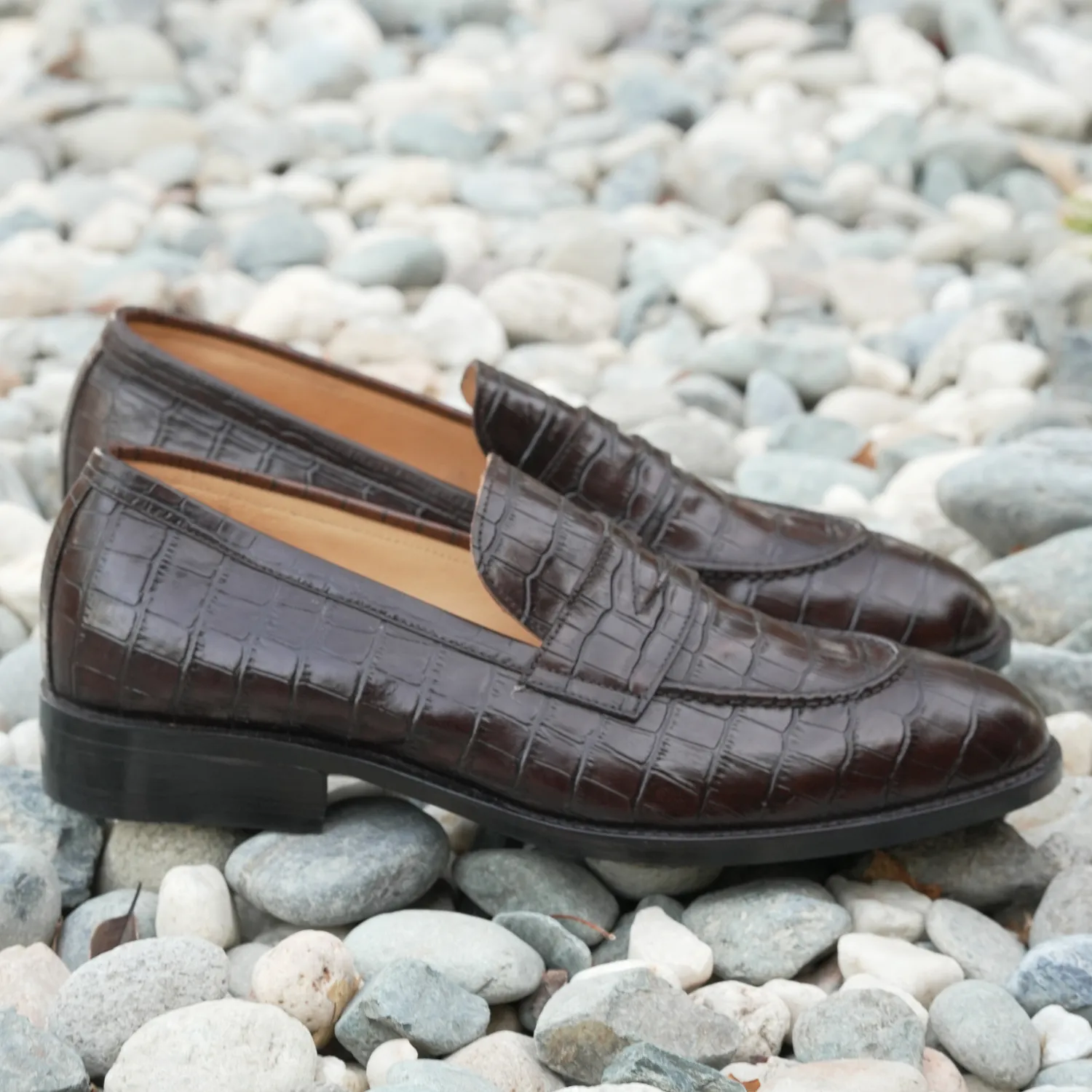 Handmade Moc-Toe Slip-On Loafers in Full-Grain Leather