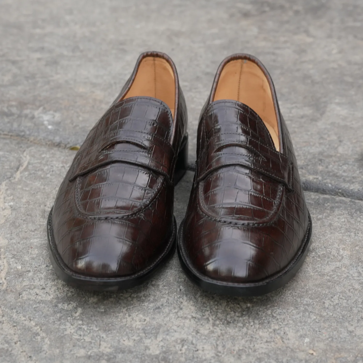 Handmade Moc-Toe Slip-On Loafers in Full-Grain Leather