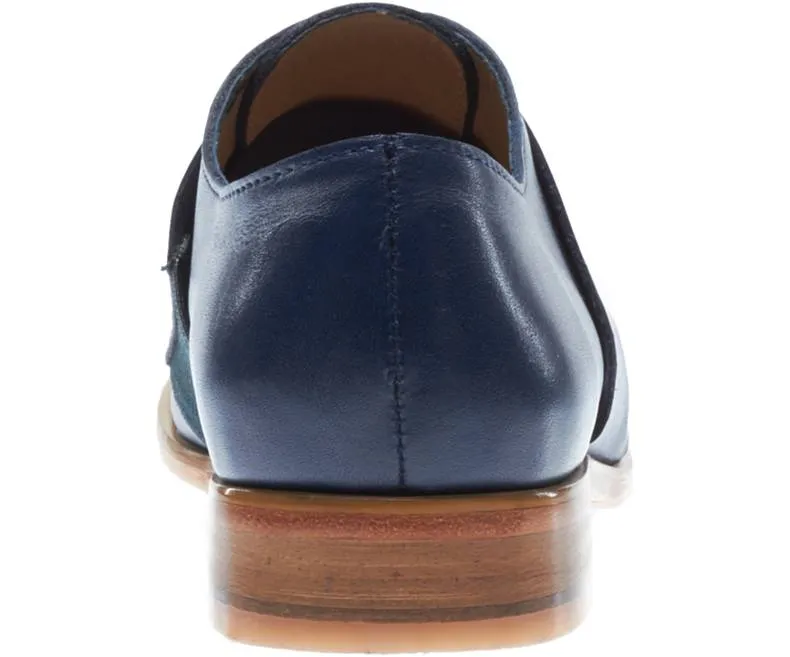 Handmade Navy Blue Leather Moccasins for Men