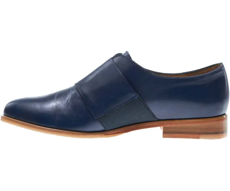 Handmade Navy Blue Leather Moccasins for Men