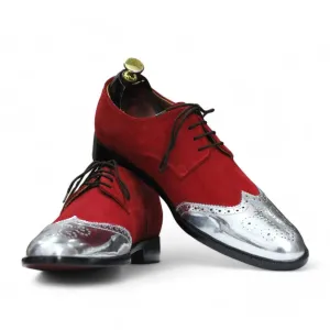 Handmade Suede Leather Wing Tip Brogue Oxfords