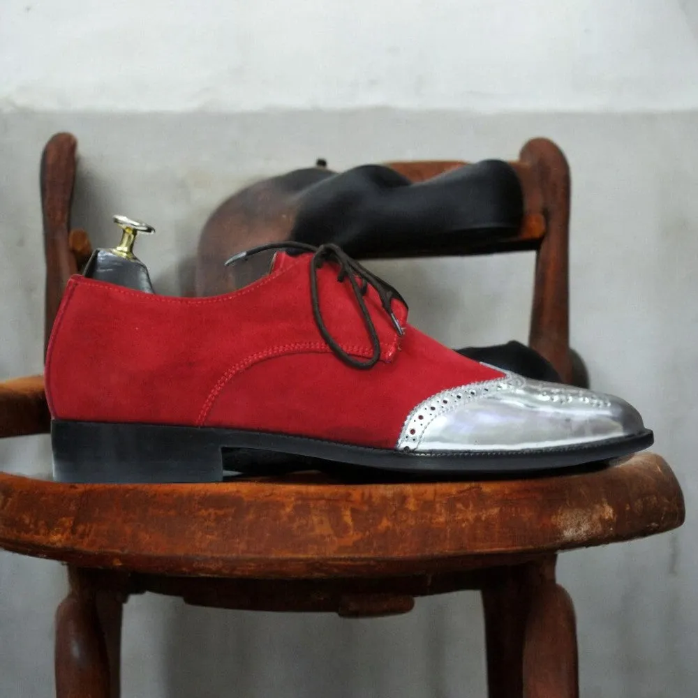 Handmade Suede Leather Wing Tip Brogue Oxfords