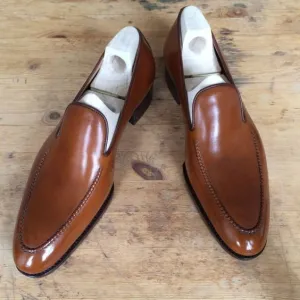 Handmade Tan Leather Moccasins for Men