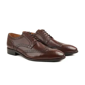 Harmain- Luxury Brown Leather Brogue Shoes for Men – Wingtip Derby Dress Shoes