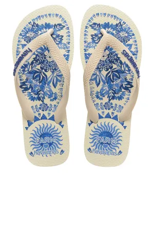 Havaianas FARM Rio Flora Tapestry Flip Flop in Beige