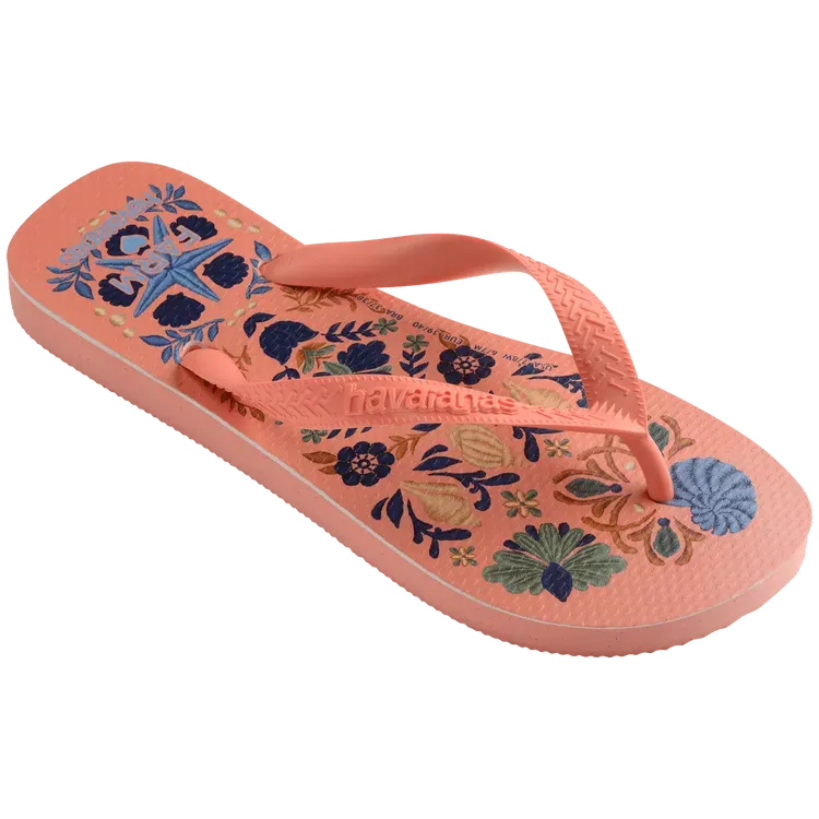 Havaianas FARM Rio Seashell Tapestry Flip Flop in Peach Rose