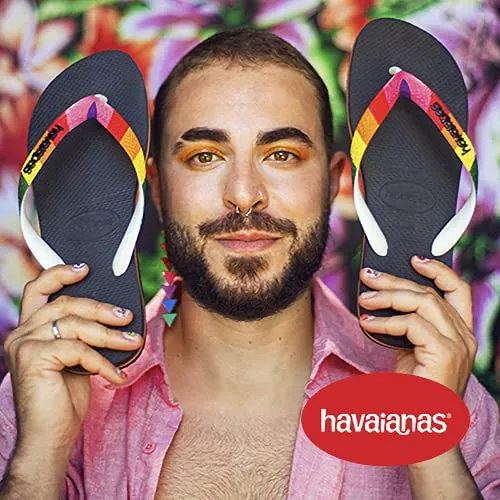 Havaianas Men's Top Pride Strap Flip Flop Sandal, Black, 11-12