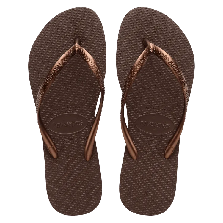 Havaianas Slim Flip Flop Sandal in Dark Brown Metallic