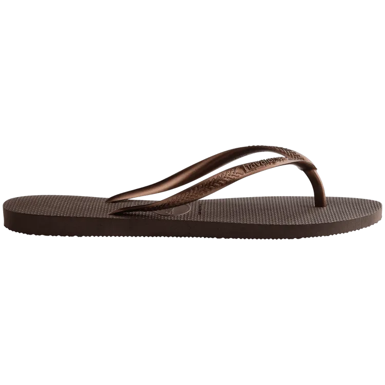 Havaianas Slim Flip Flop Sandal in Dark Brown Metallic