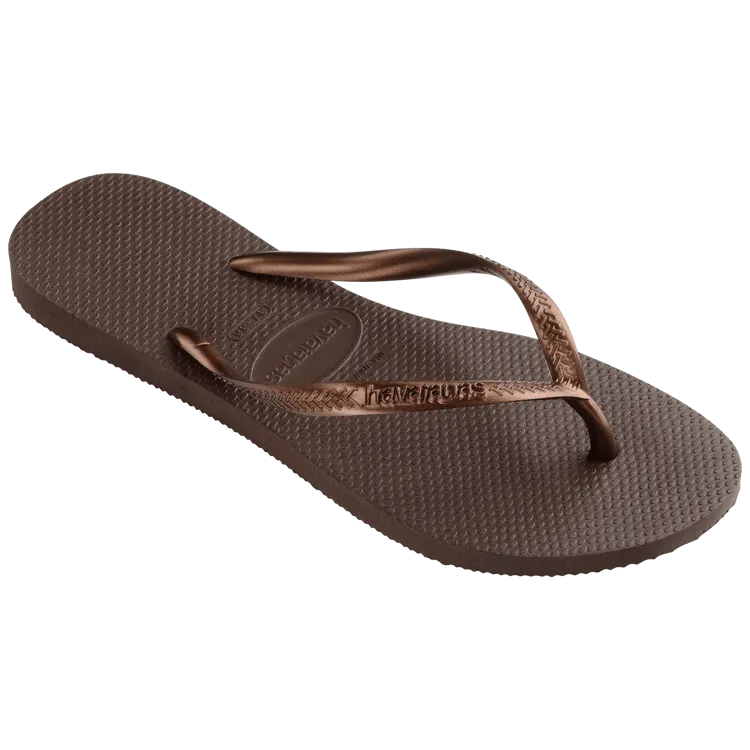 Havaianas Slim Flip Flop Sandal in Dark Brown Metallic