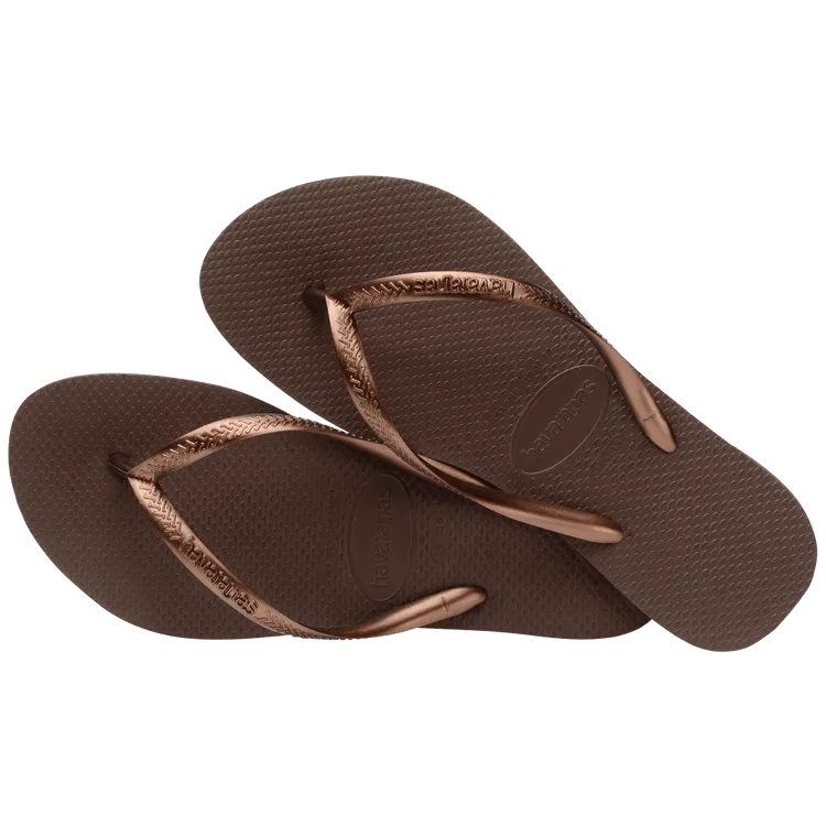 Havaianas Slim Flip Flop Sandal in Dark Brown Metallic