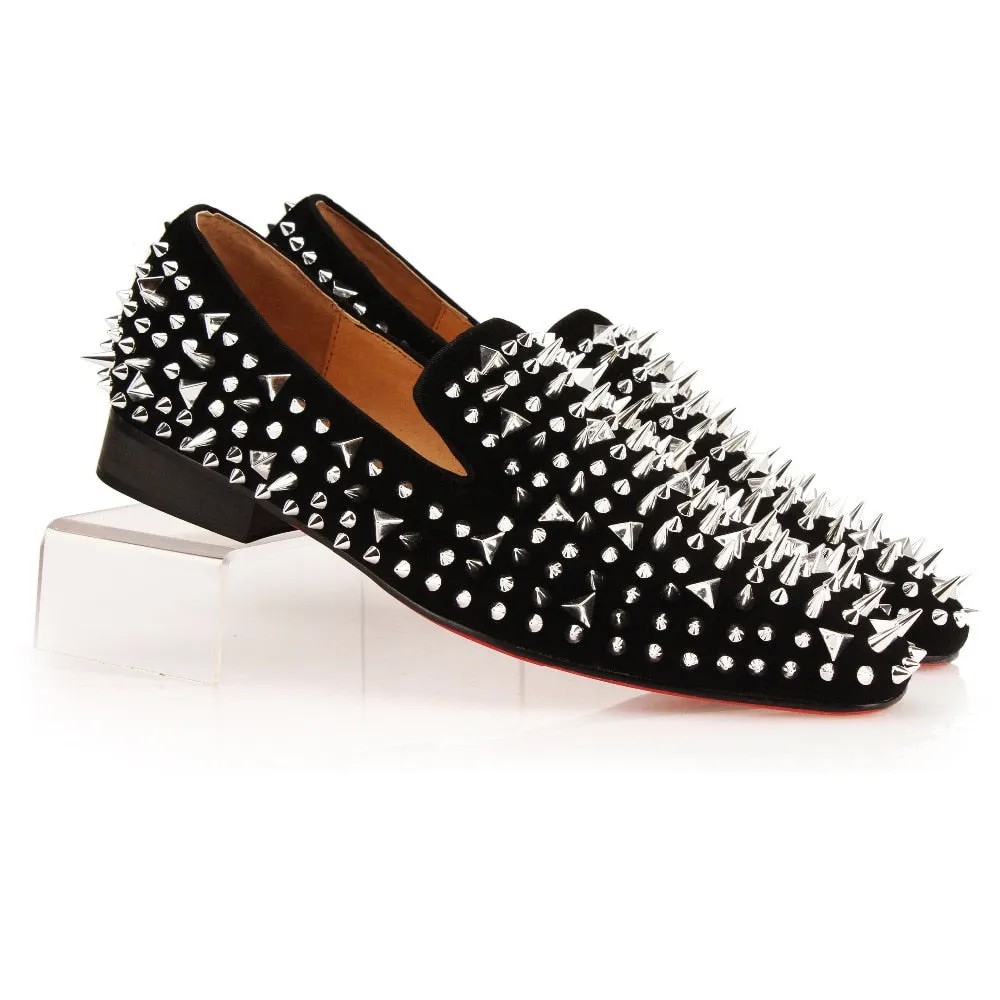 Helium Dandelion Spikes Rivets Slip On Dress Shoes