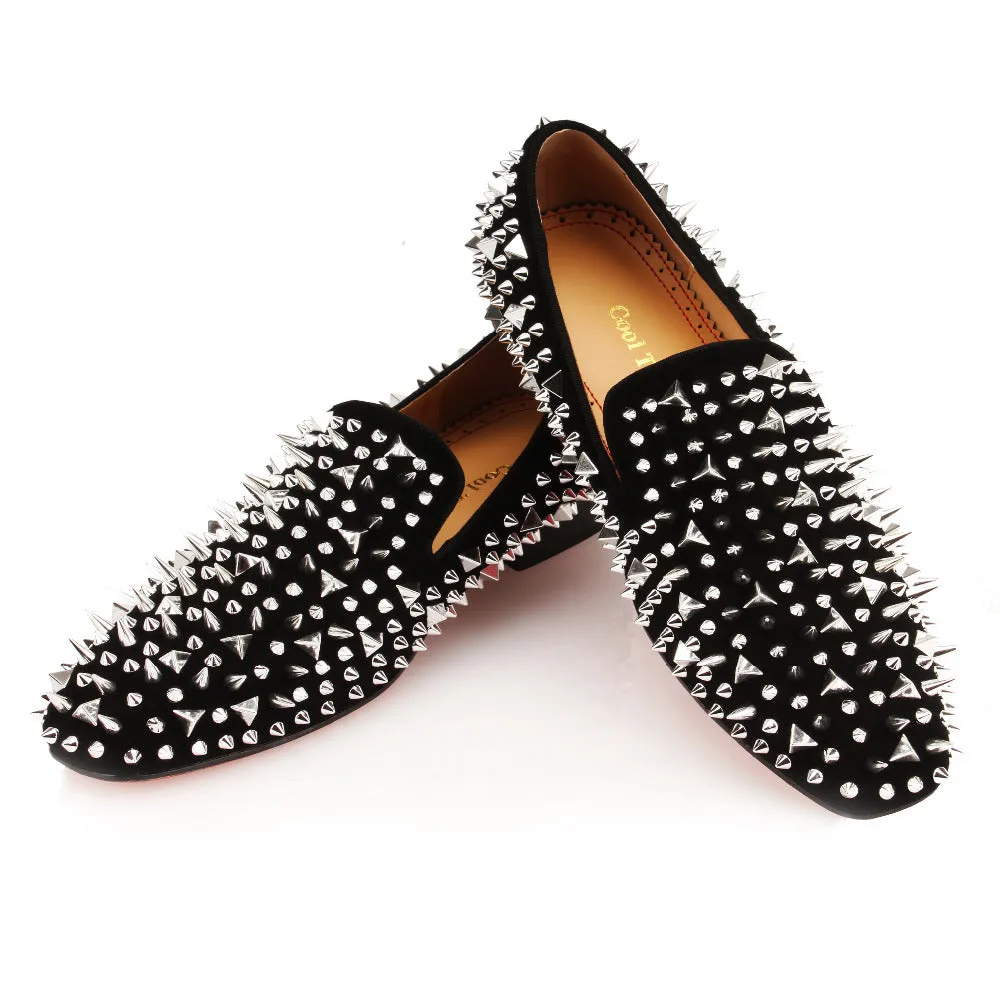 Helium Dandelion Spikes Rivets Slip On Dress Shoes