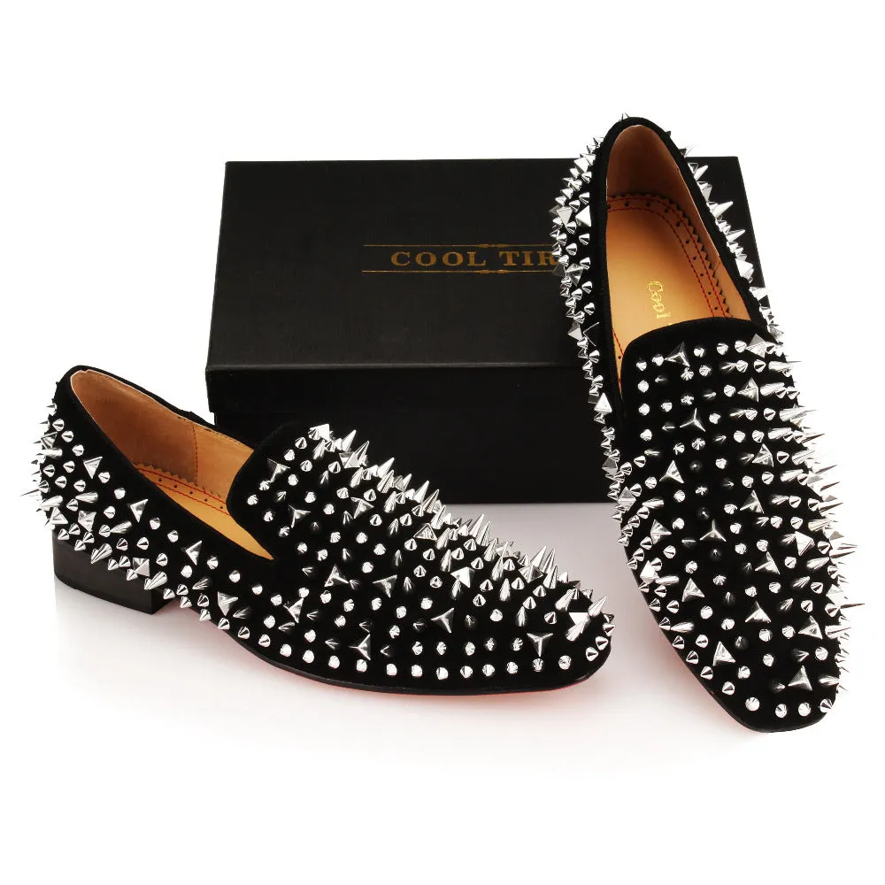 Helium Dandelion Spikes Rivets Slip On Dress Shoes